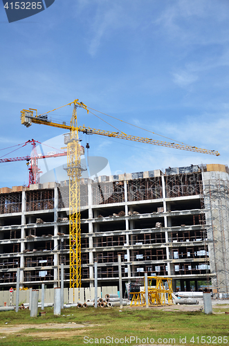 Image of Crane and building construction site