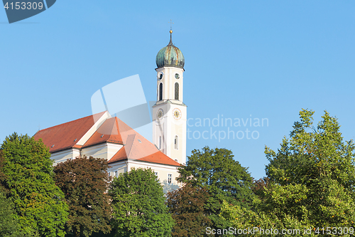 Image of Tranquil Bavarian scenery in small town Schongau with ancient ch