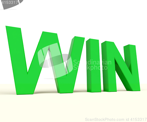 Image of Win Word On Table Representing Success And Victory