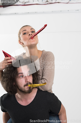 Image of romantic couple celebrating