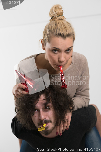 Image of romantic couple celebrating