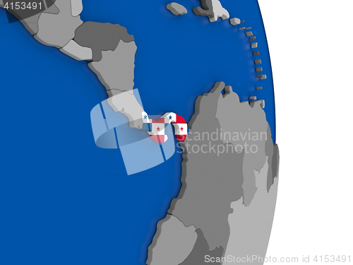 Image of Panama on globe with flag