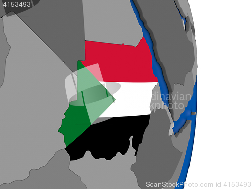 Image of Sudan on globe with flag