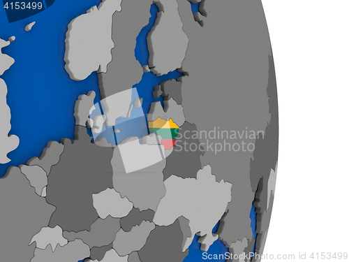 Image of Lithuania on globe with flag