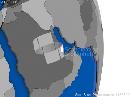 Image of Qatar on globe with flag