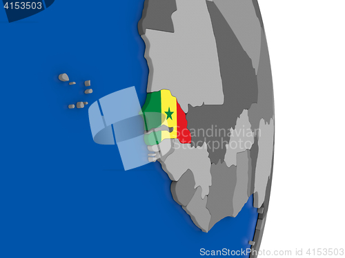 Image of Senegal on globe with flag