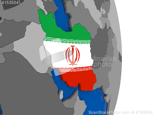 Image of Iran on globe with flag