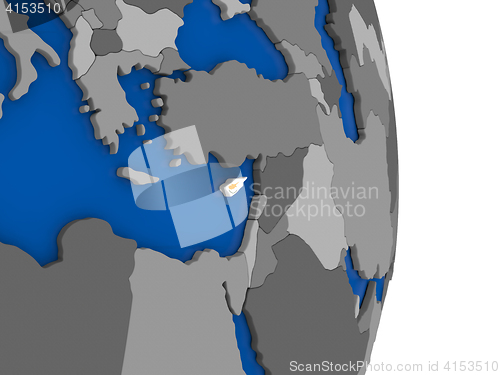 Image of Cyprus on globe with flag