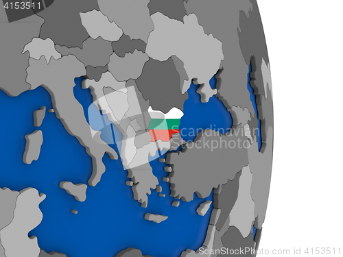 Image of Bulgaria on globe with flag
