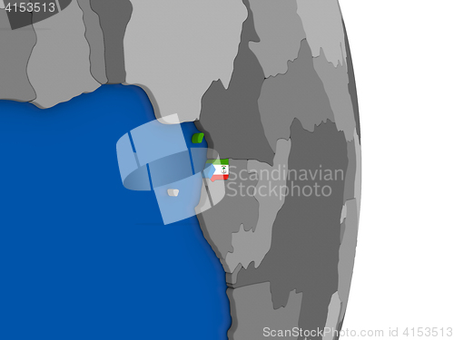 Image of Equatorial Guinea on globe with flag