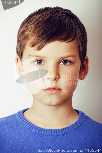 Image of little cute real boy happy smiling isolated on white background, lifestyle people concept