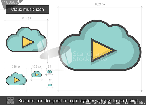 Image of Cloud music line icon.