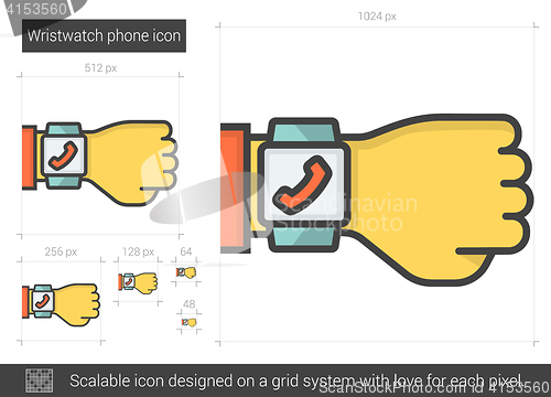 Image of Wristwatch phone line icon.