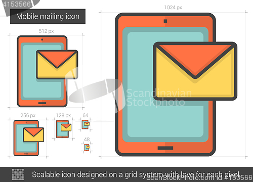 Image of Mobile mailing line icon.