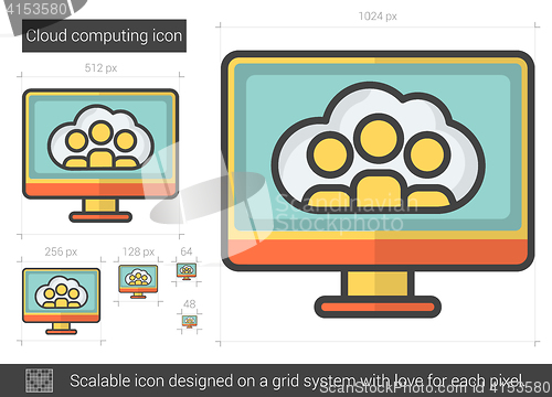 Image of Cloud computing line icon.