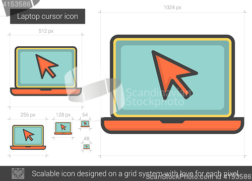 Image of Laptop cursor line icon.