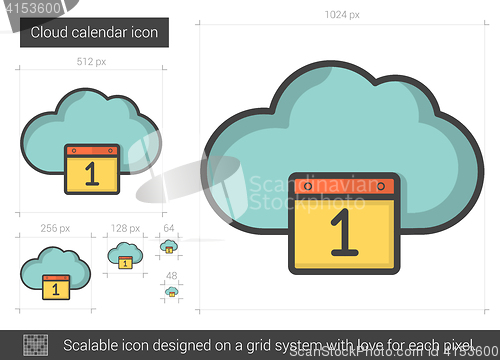 Image of Cloud calendar line icon.