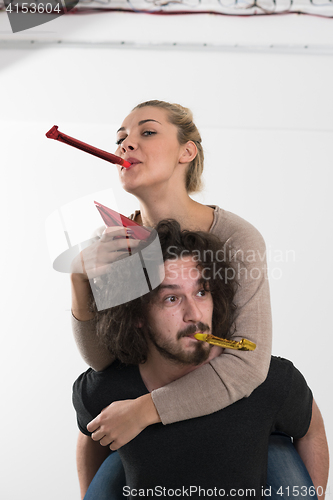 Image of romantic couple celebrating