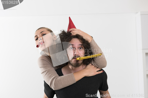 Image of romantic couple celebrating