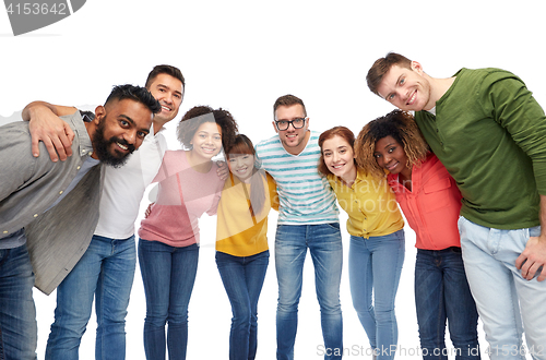 Image of international group of happy smiling people