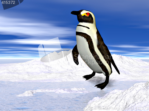 Image of Penguin standing on snow