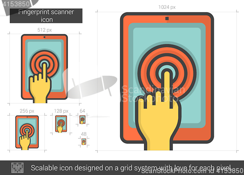 Image of Fingerprint scanner line icon.