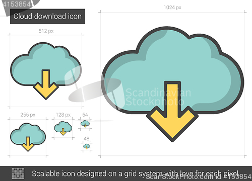 Image of Cloud download line icon.