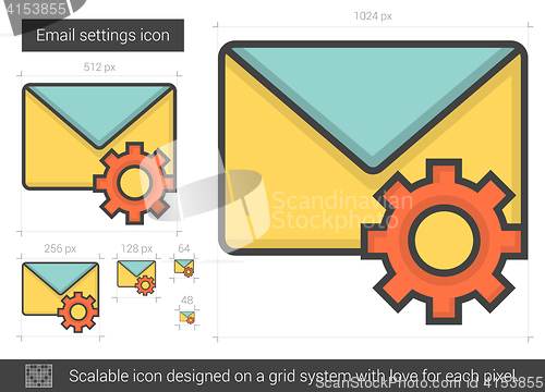 Image of Email settings line icon.