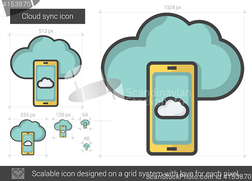 Image of Cloud sync line icon.