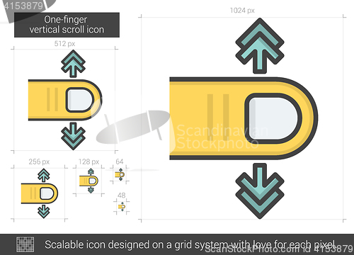 Image of One-finger vertical scroll line icon.