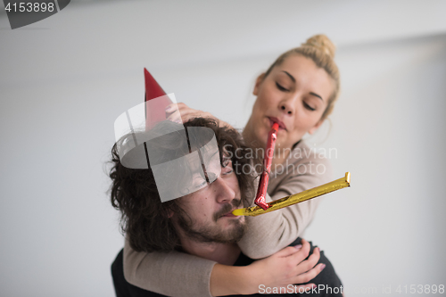 Image of romantic couple celebrating