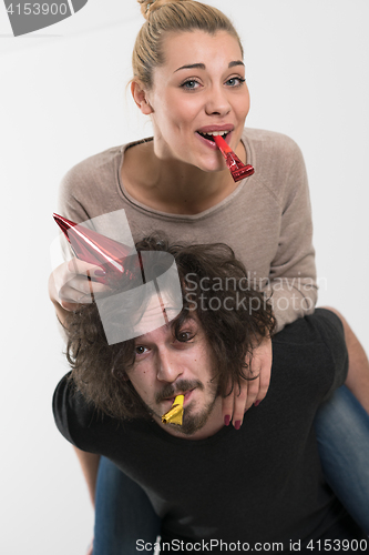 Image of romantic couple celebrating