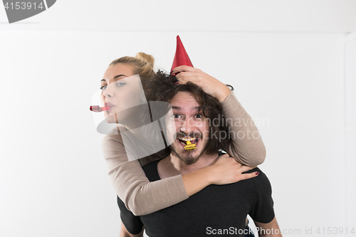 Image of romantic couple celebrating