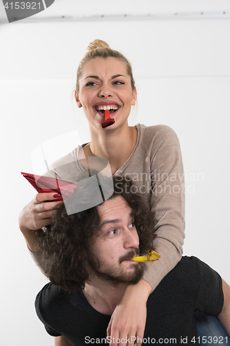 Image of romantic couple celebrating