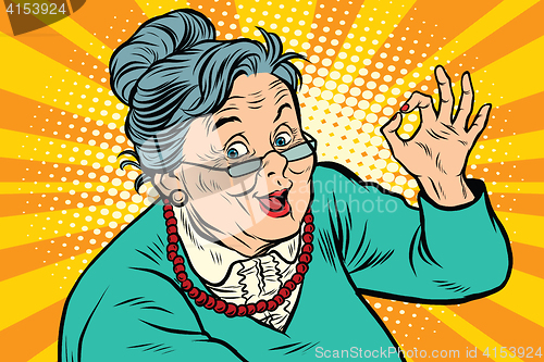 Image of Grandma okay gesture, the elderly