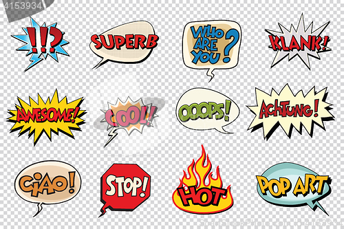 Image of set comic book bubble stickers