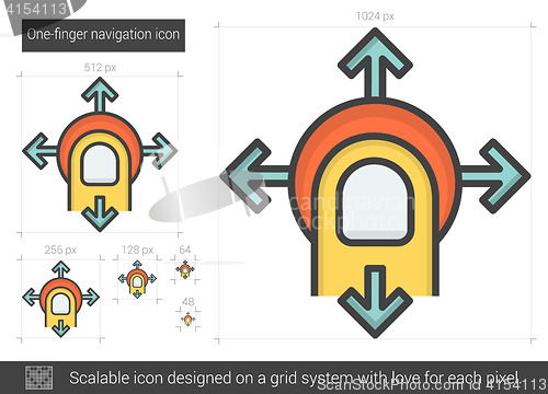Image of One-finger navigation line icon.