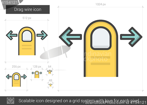 Image of Drag wire line icon.