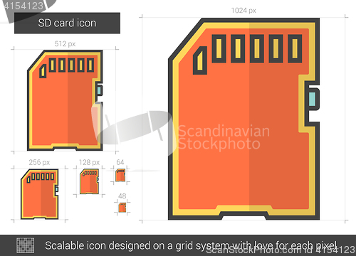 Image of SD card line icon.