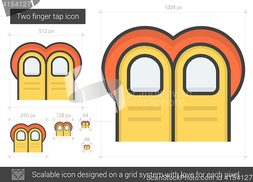Image of Two-finger tap line icon.