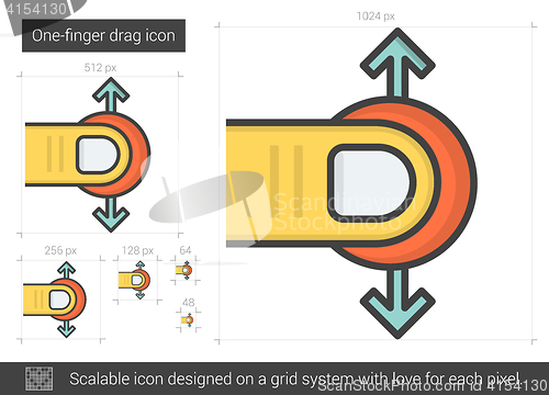 Image of One-finger drag line icon.