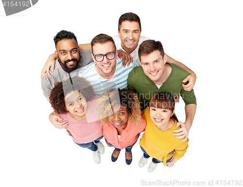 Image of international group of happy smiling people