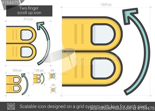 Image of Two-finger scroll up line icon.