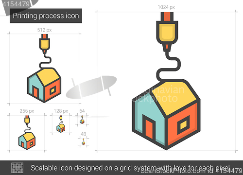 Image of Printing process line icon.