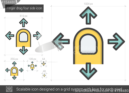 Image of Finger drag four side line icon.