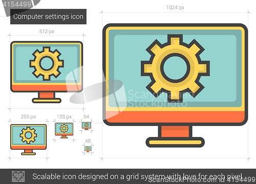 Image of Computer settings line icon.