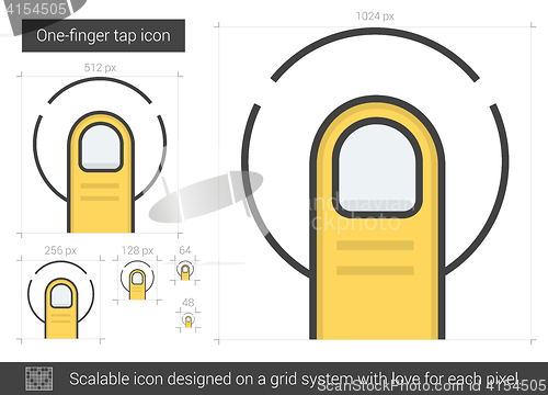 Image of One-finger tap line icon.