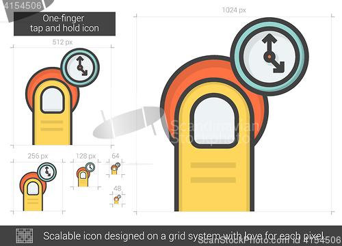 Image of One-finger tap and hold line icon.