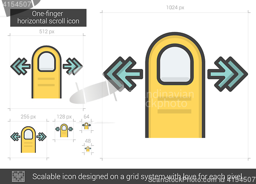 Image of One-finger horizontal scroll line icon.