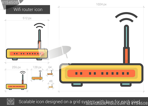 Image of Wifi router line icon.